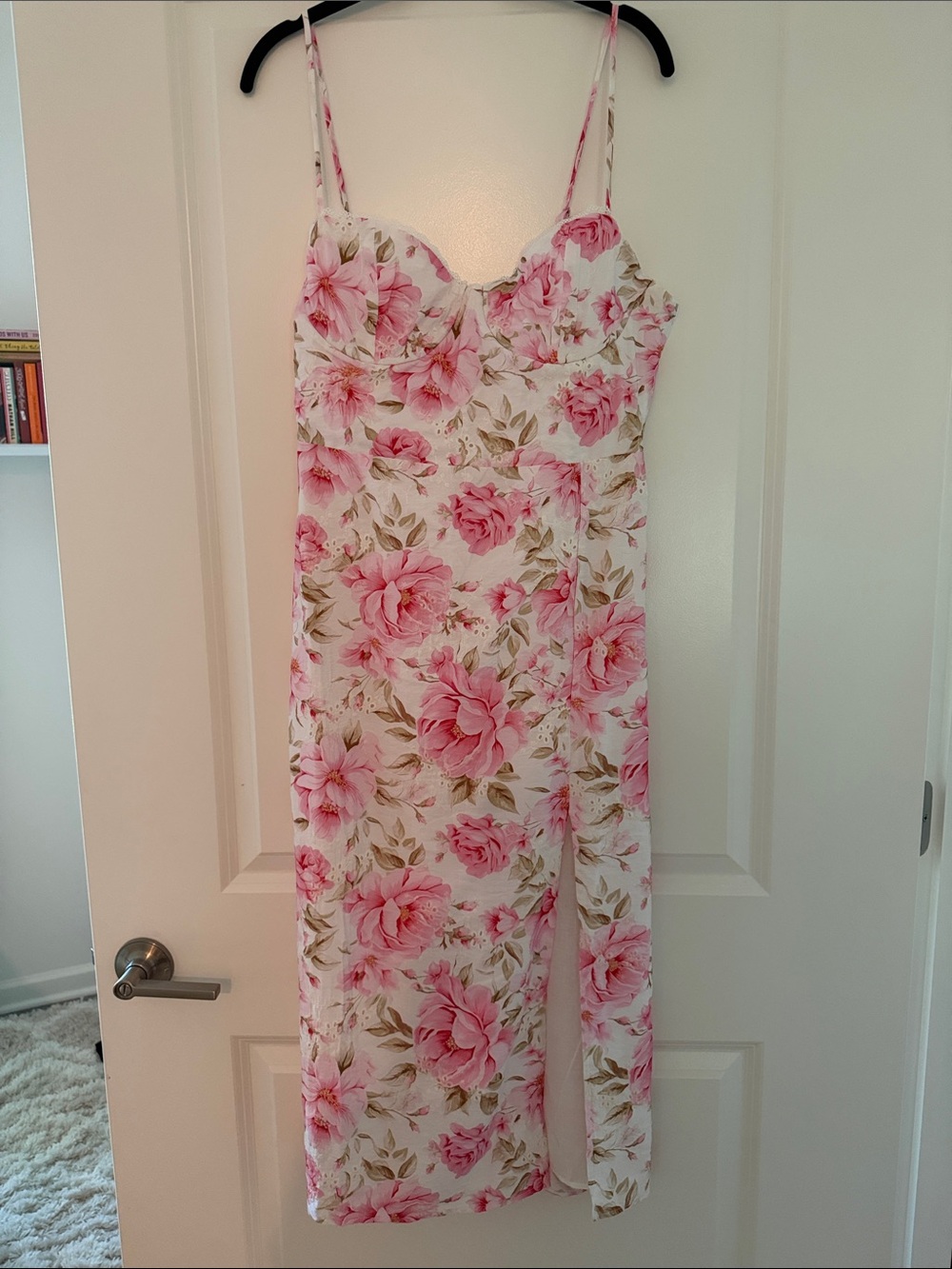 En Creme Pink Floral Corset Style Midi Slip Dress